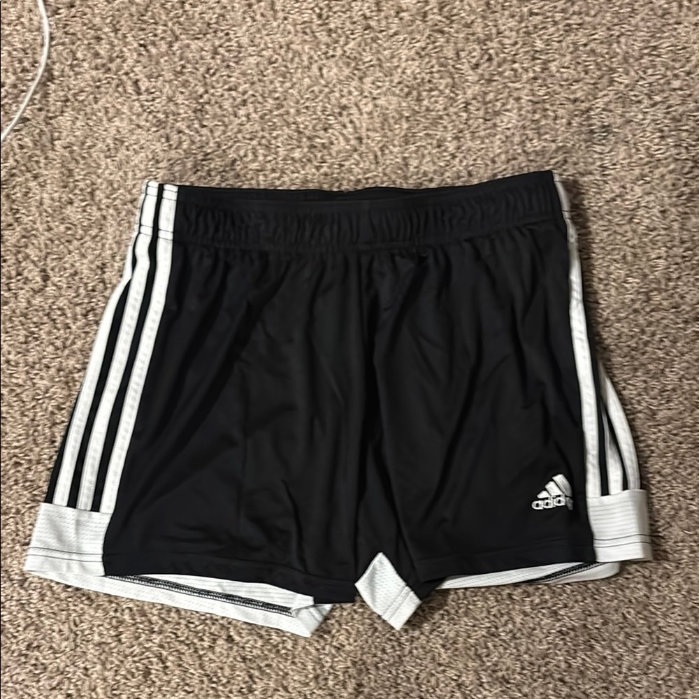 Women’s Adidas Black Shorts with White Stripes
